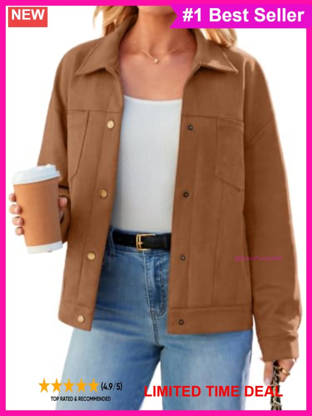 Faux Suede Trucker Jacket Button Down Lightweight Fall Shacket